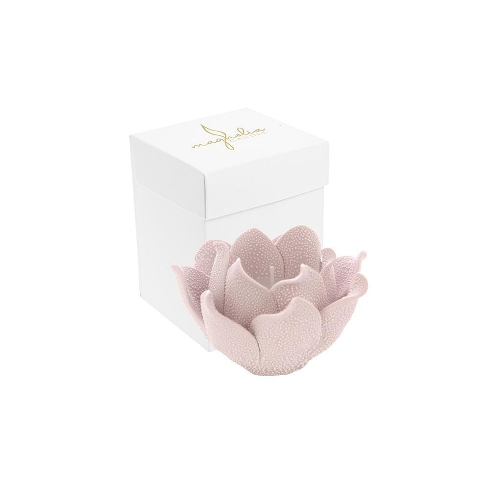 CANDELA MAGNOLIA ROSA GOCCE DI RUGIADA PORCELLANA 10X6.5 BOX